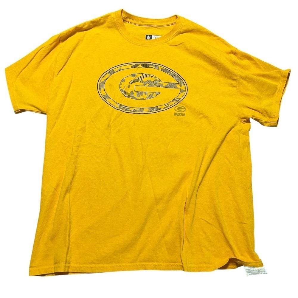 Green Bay Packers NFL Camo Logo Yellow Short Sleeve Tee Size XL NFL Football